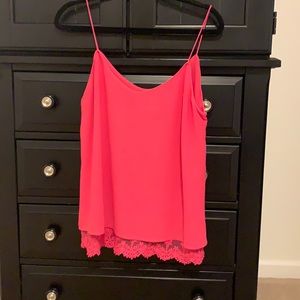 Hot pink tank with lace detail